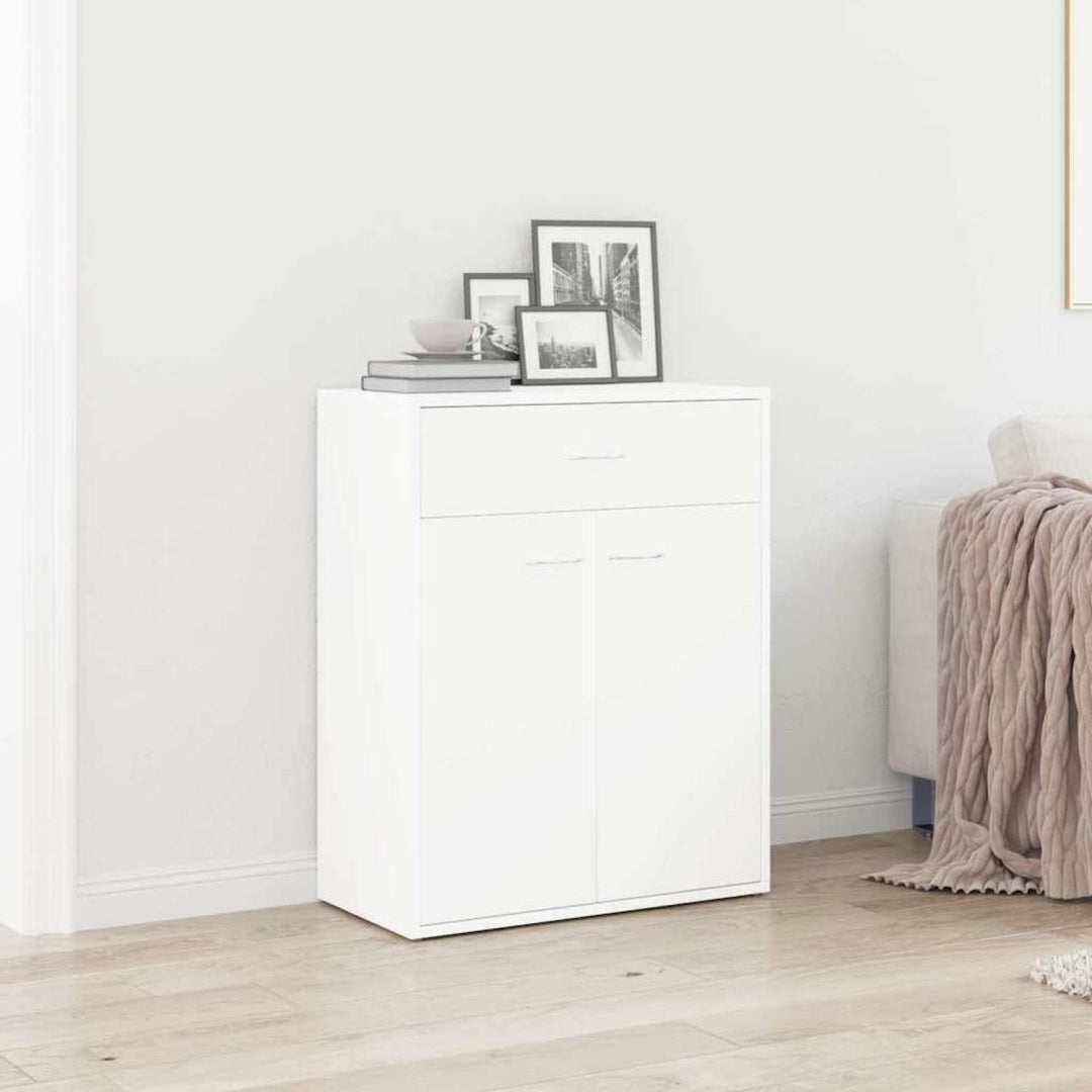 Capacite de rangement, credence gris clair en bois 2 portes 1 tiroir