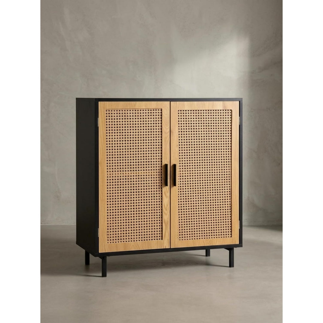Bahut marron, rotin, 80 x 86, 5 x 40 cm