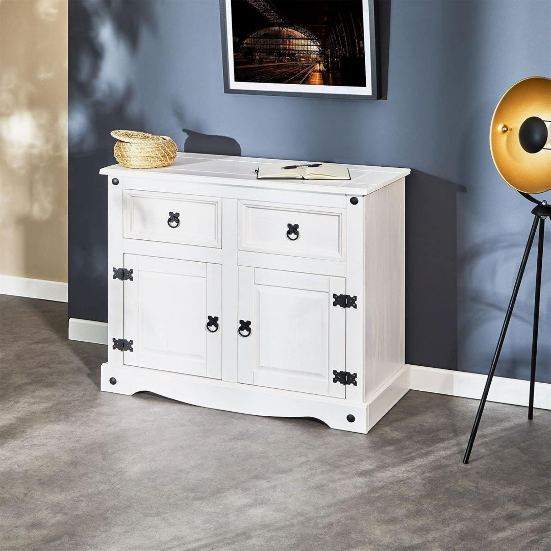 Vaisselier gris dote de 2 tiroirs et 2 portes