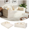 En tissu, canape convertible gris clair style scandinave