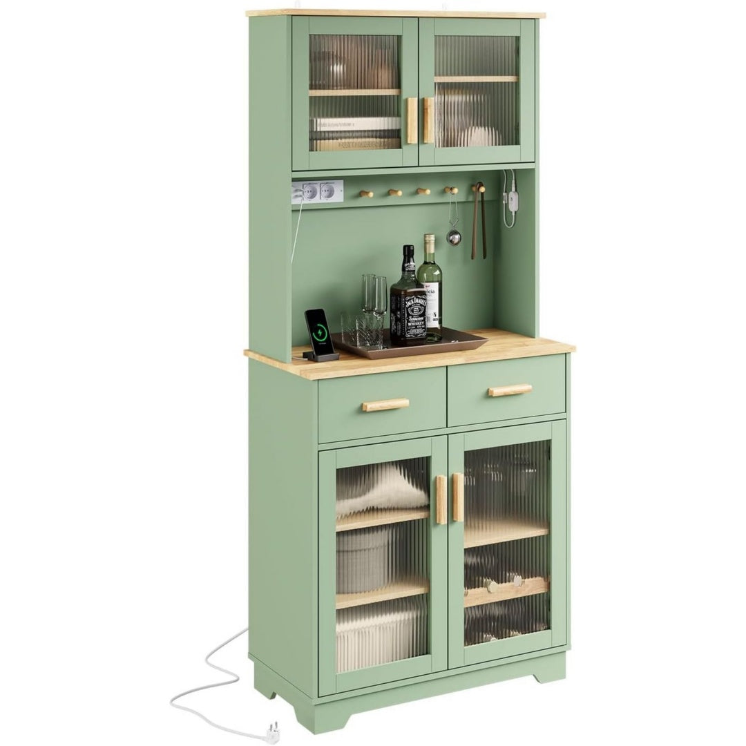 Buffet tout en bois vert traditionnel