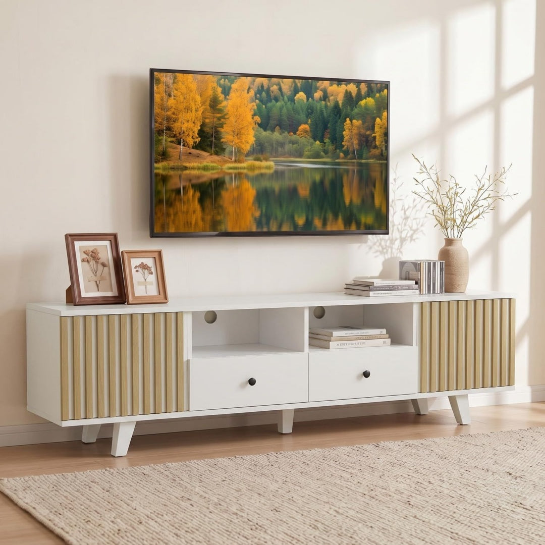 Meuble TV beige ideal pour salon 180 x 40 x 50 cm