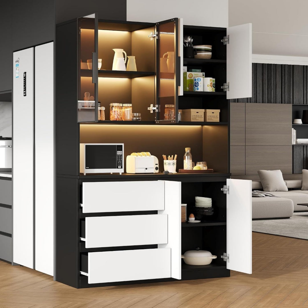 Enfilade gris 3 tiroirs a 6 portes, bois ingenierie pour entree