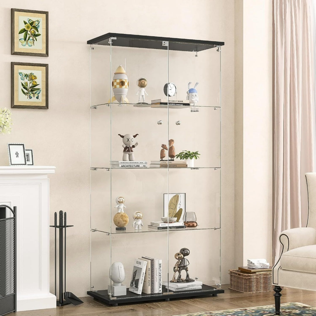 Gris clair armoire vitree 2 portes esprit naturel