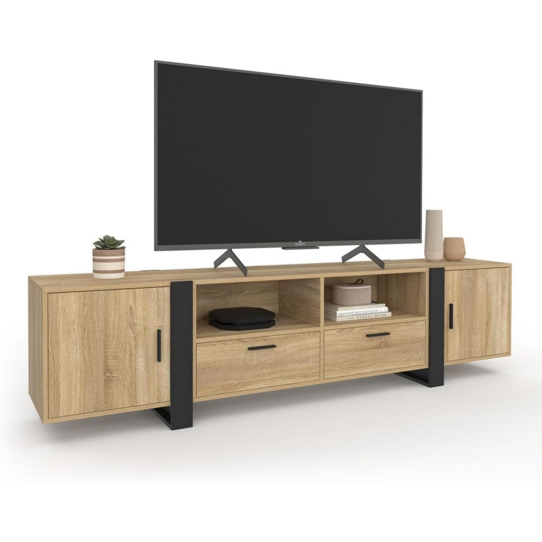 200 x 40 x 50 meuble TV marron structure metallique