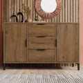 Buffet marron a 2 portes 3 tiroirs avec etageres reglables