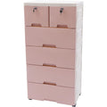 Chiffonnier rangement rose 6 tiroirs moderne