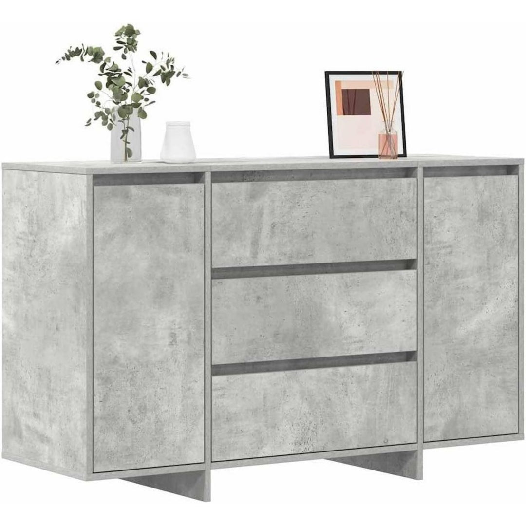 Buffet gris pour entree, a 2 portes 3 tiroirs style contemporain