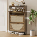 Armoire a chaussures marron a 3 portes 2 tiroirs, design moderne metal