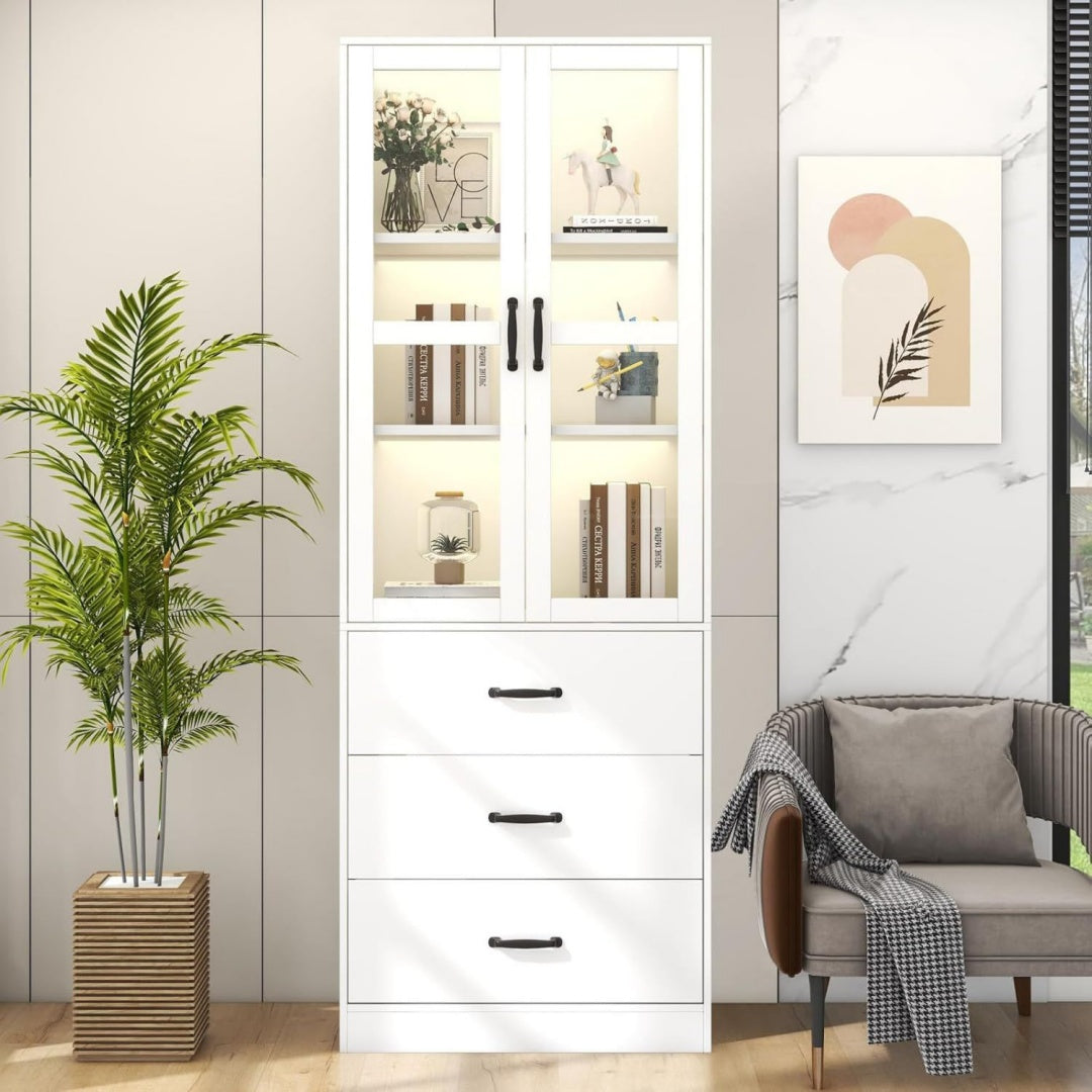 Armoire deco structure metallique gris clair pour le salon