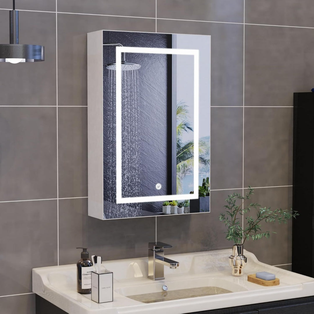Superbe armoire miroir gris en acier 15 x 50 x 70 cm