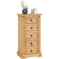 Armoire de rangement marron 5 tiroirs rustique