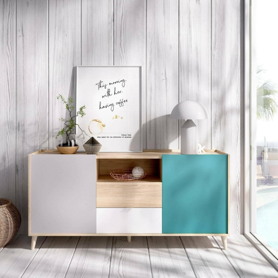 Tendance buffet en verre gris clair pour sejour et salon