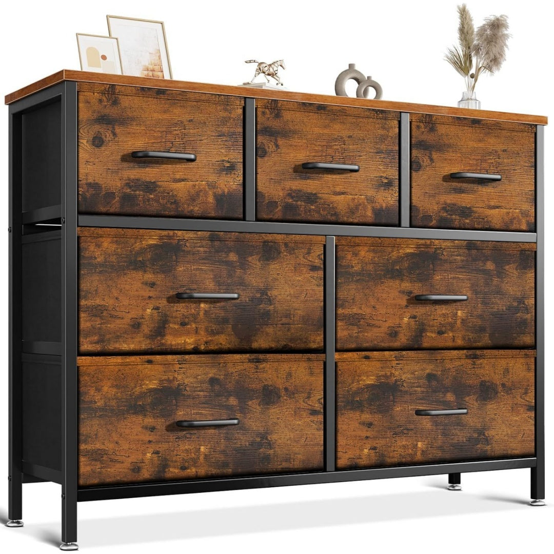 Commode marron acier 100 cm, rangement esprit vintage