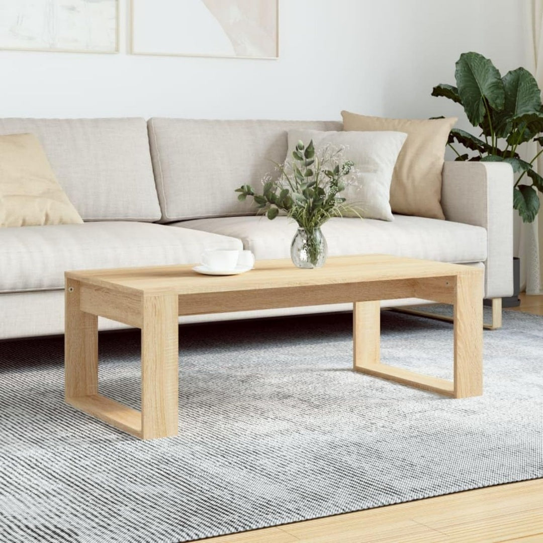 Table basse gris clair minimaliste finition chene 102 x 50 x 35 cm