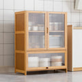 Buffet gris clair en noyer et verre