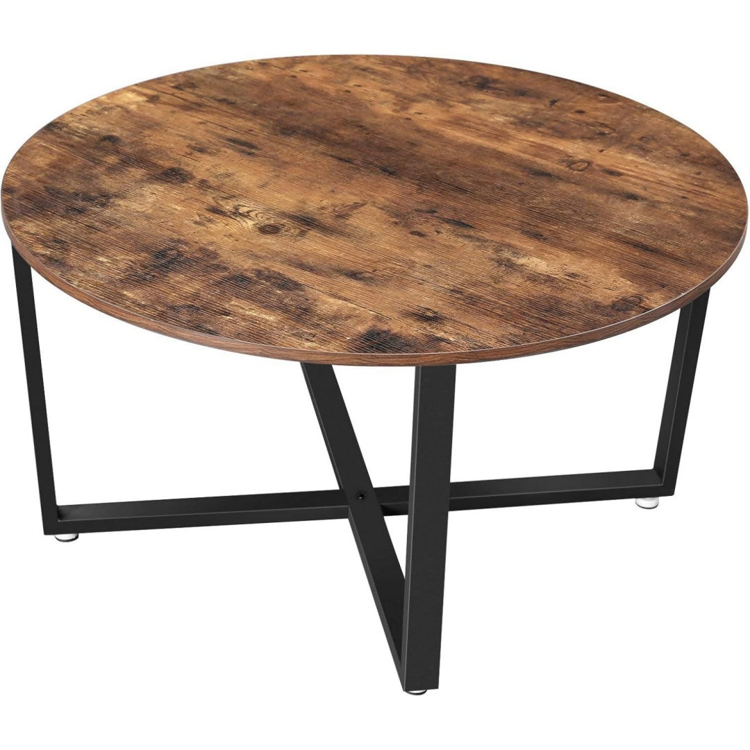 Table de salon design industriel marron en metal